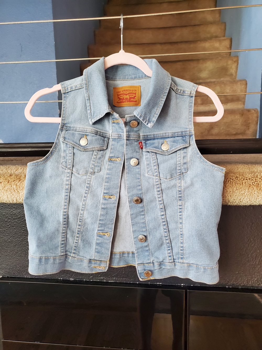 Levi's Light Blue Denim Vest Jacket - Kids